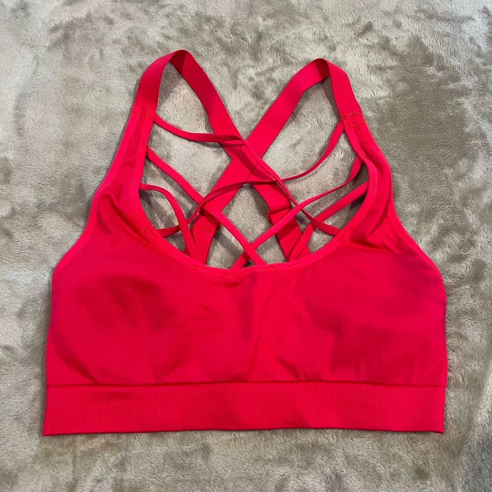 Women's Red Strappy Sports Bra